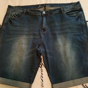 CITY CHIC 24 Dark Blue Jean Shorts Cuffed